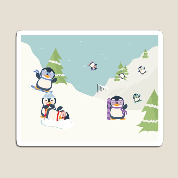 Item preview, penguins snowboarding scene designed and sold by art-hollah.