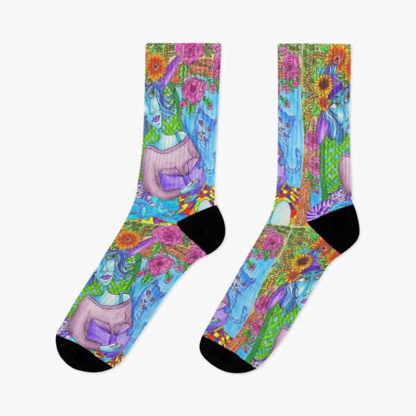 Item preview, Woman with Purple Hat and Cats designed and sold by PaniaBrown.
