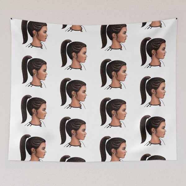 Item preview, stylized drawn face in profile of european girl designed and sold by nataliavavilina.