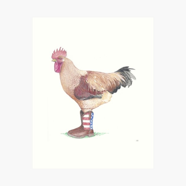 Item preview, Rooster in US Flag boots designed and sold by JimsBirds.