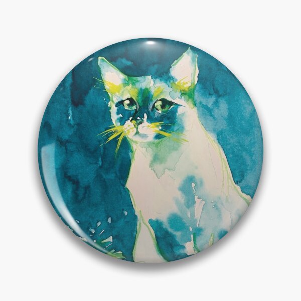 Item preview, Watercolor blue green cat designed and sold by Fabiana  Arantes.