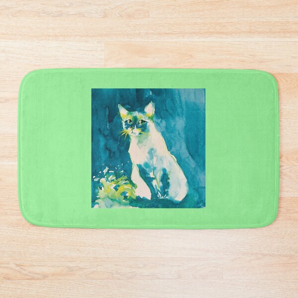 Item preview, Watercolor blue green cat designed and sold by Fabiana Arantes.