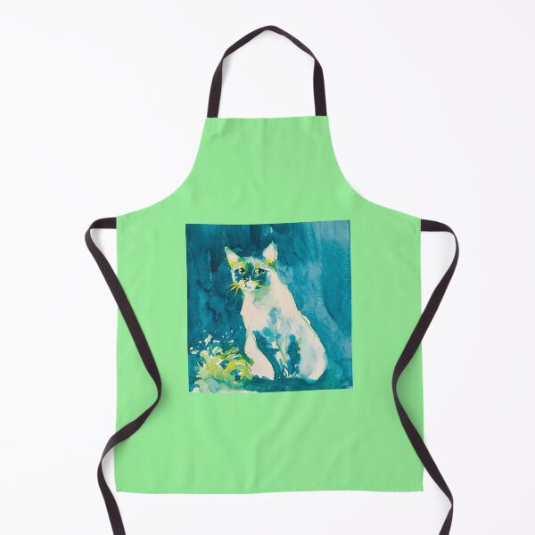 Item preview, Watercolor blue green cat designed and sold by Fabiana Arantes.