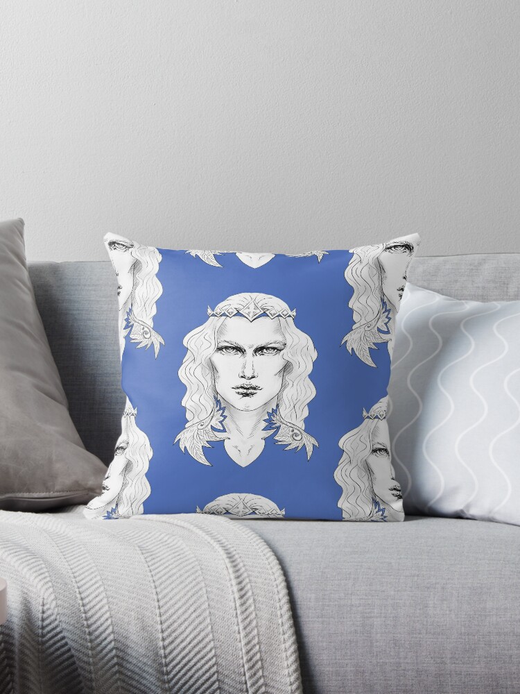 Throw Pillow, Fairy King in Blue designed and sold by Sirielle