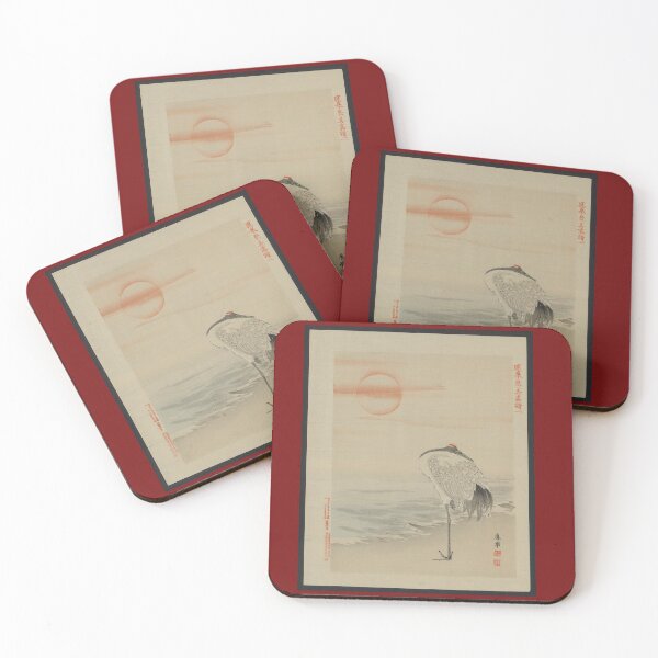 Item preview, Japanese Print (Late 19th Century) Sleeping Heron On Beach With Hanging Moon designed and sold by UnleyDesign.
