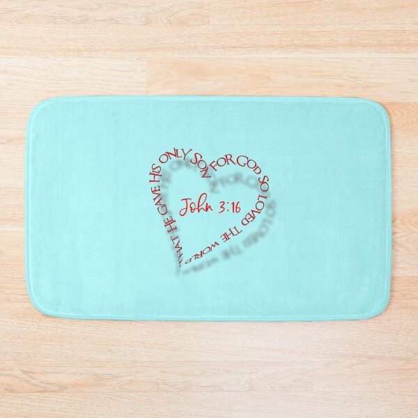 Item preview, John 3:16 Heart Verse (Red on Aqua) designed and sold by PawsitiveMum.