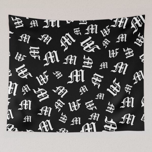 Item preview, M – Old English Initial White Letter M Pattern  designed and sold by Typeglyphs.