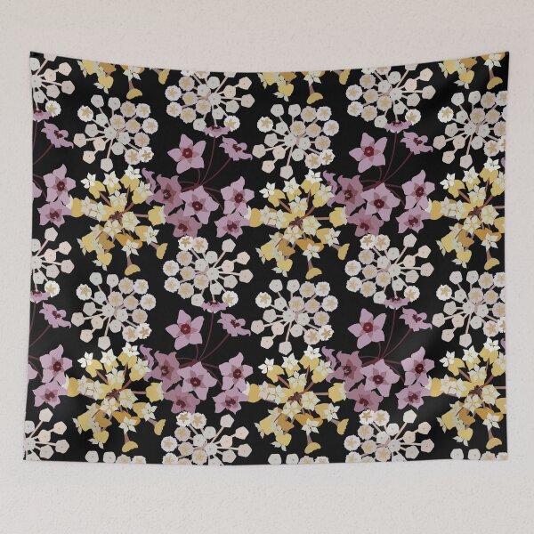 Item preview, Tropical Flower Hoya Carnosa Pattern On Black - Wax Plant Flower - Porcelain Flower designed and sold by dpeepowl.