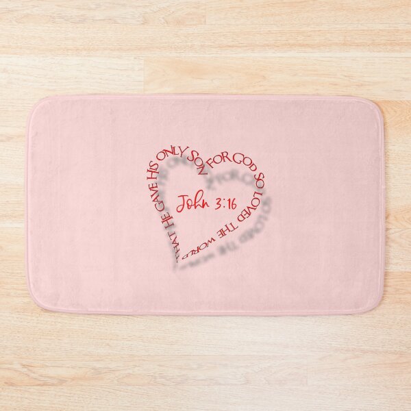Item preview, John 3:16 Heart Verse (Red on Pink) designed and sold by PawsitiveMum.