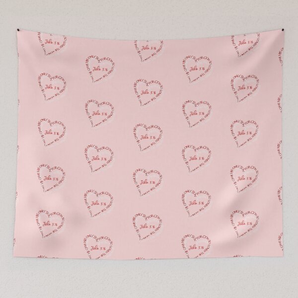 Item preview, John 3:16 Heart Verse (Red on Pink) designed and sold by PawsitiveMum.