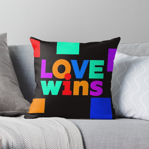Love Wins - Bold Colourful Type Throw Pillow