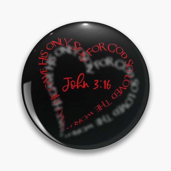 Item preview, John 3:16 Heart Verse (Red on Black) designed and sold by PawsitiveMum.