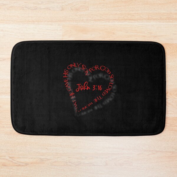 Item preview, John 3:16 Heart Verse (Red on Black) designed and sold by PawsitiveMum.