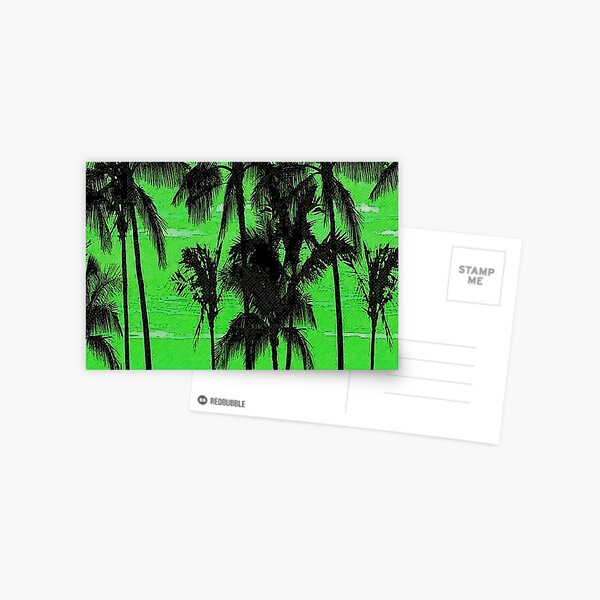 Green Skies Cloud Palm Tree Island Postcard