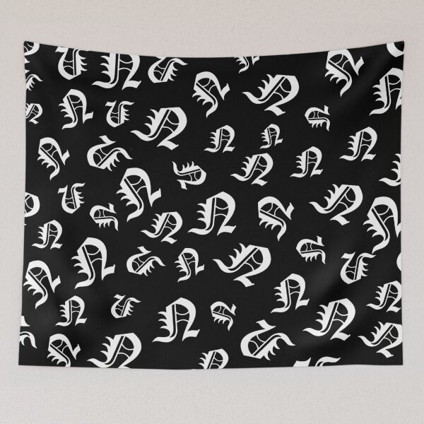 Item preview,  N – Old English Initial White Letter N Pattern  designed and sold by Typeglyphs.