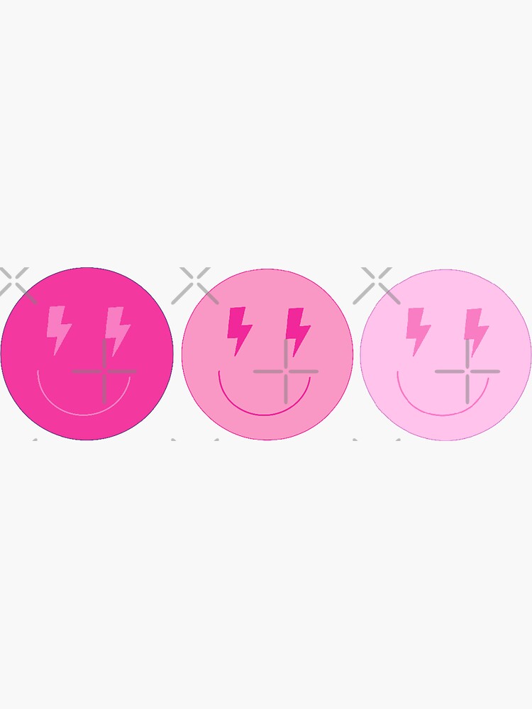VSCO Girl Pink Smiley Face with Lightning Bolt Eyes Sticker