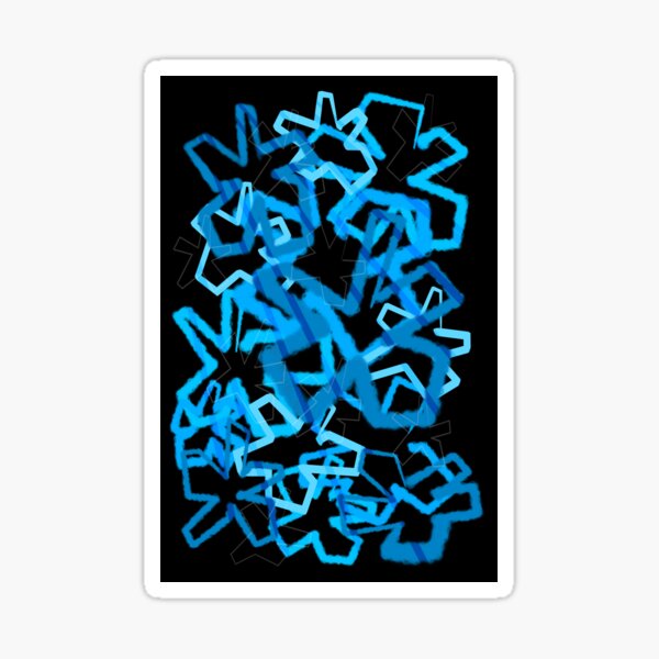 Funky Blue Graffiti Flowers Sticker