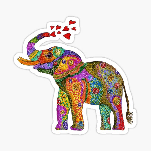 Elefanten lieben bunt Sticker