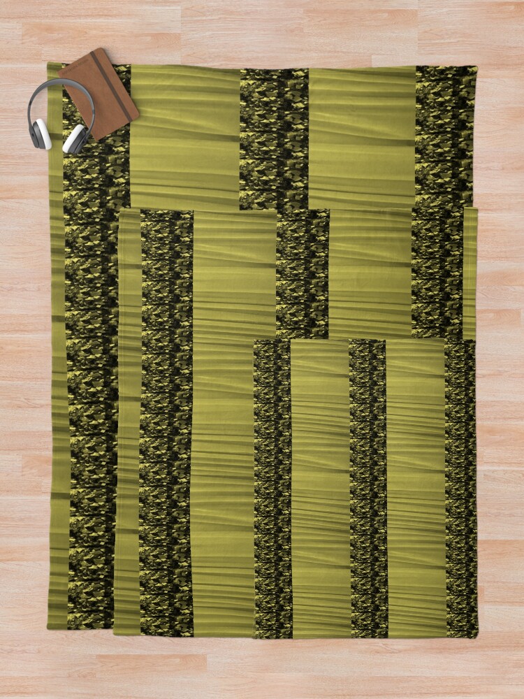 Alternate view of Gold, Green, black abstract print Throw Blanket