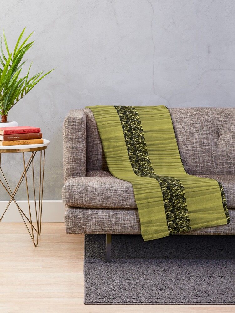 Alternate view of Gold, Green, black abstract print Throw Blanket