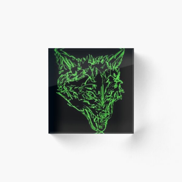 Hungry Lone Wolf Green Acrylic Block