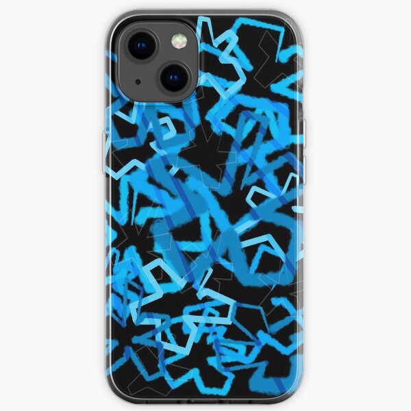 Funky Blue Graffiti Flowers iPhone Soft Case