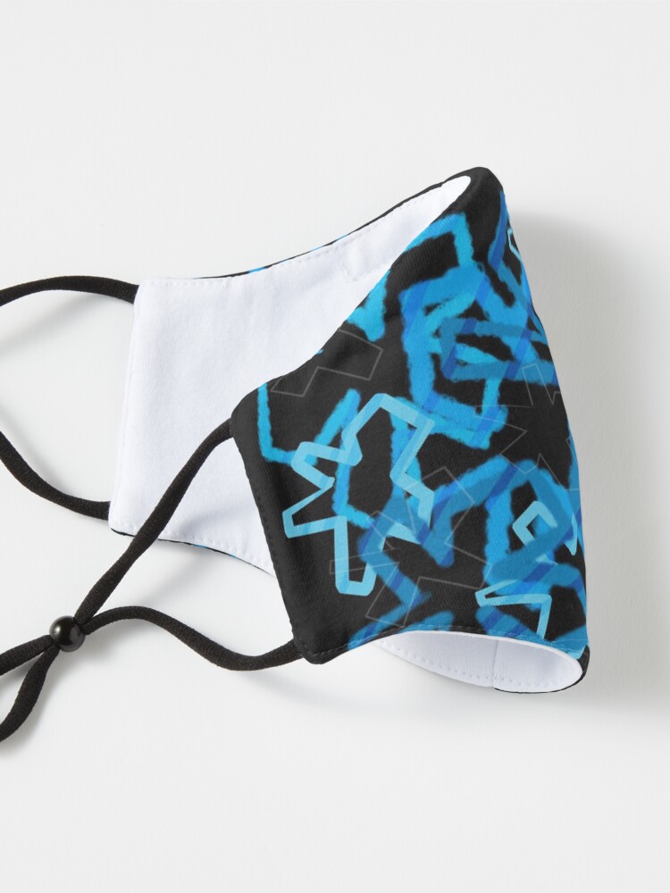 Alternate view of Funky Blue Graffiti Flowers Mask