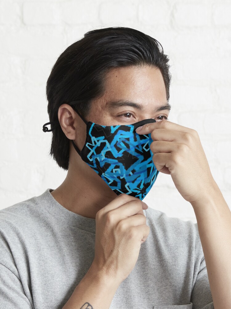 Alternate view of Funky Blue Graffiti Flowers Mask