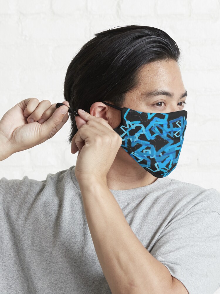 Alternate view of Funky Blue Graffiti Flowers Mask