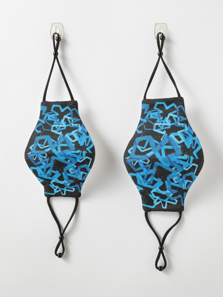 Alternate view of Funky Blue Graffiti Flowers Mask