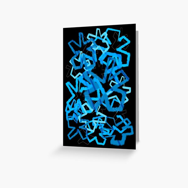 Funky Blue Graffiti Flowers Greeting Card