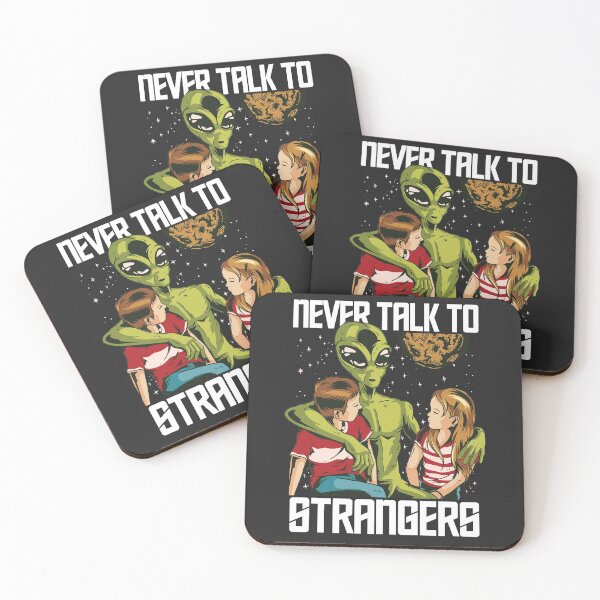 Item preview, Never Talk to Strangers | Funny Alien with Kids designed and sold by SLAG-Creative.