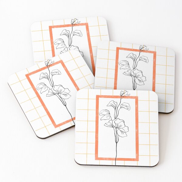 Aperçu de l'œuvre Sweetest Pea: dessin au trait fleur minimaliste (grille orange) créée et vendue par HeyHil.