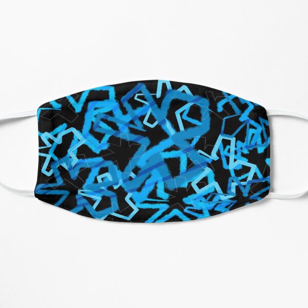 Funky Blue Graffiti Flowers Flat Mask