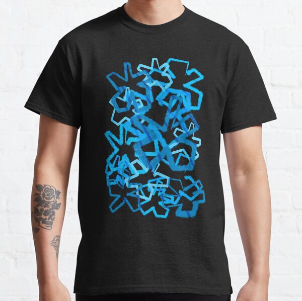 Funky Blue Graffiti Flowers Classic T-Shirt