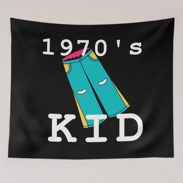 Item preview, 1970s Kid T-shirt, Retro Vintage Colorful Hippie Bell Bottoms Flares T-shirt White Ink designed and sold by KananiandKiki.