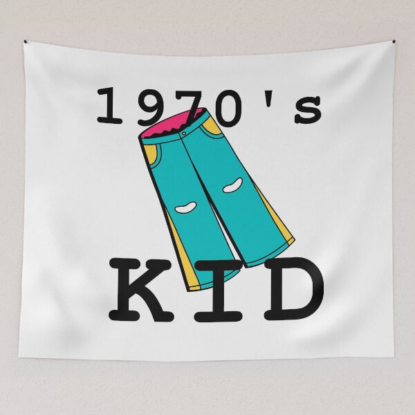 Item preview, 1970s Kid T-shirt, Retro Vintage Colorful Hippie Bell Bottoms Flares T-shirt Black Ink designed and sold by KananiandKiki.