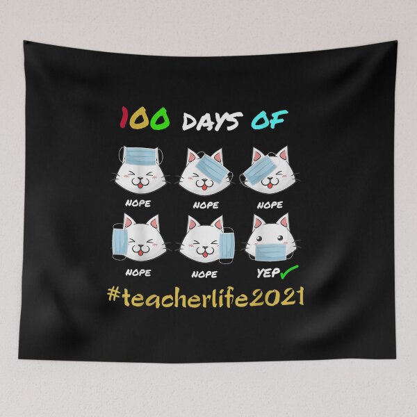 Item preview, 100 Days Of School Teacher Cat Wearing Mask Wrong designed and sold by lolahomya.
