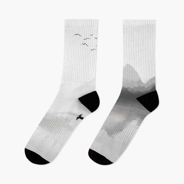 Item preview, Black and White Minimalist Lake designed and sold by thecraftapparel.