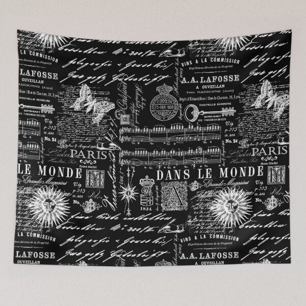 Item preview, Black And White Vintage Handlettering And Ornaments Script Pattern designed and sold by artsandsoul.