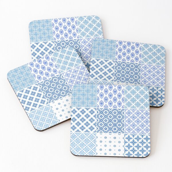 Item preview, Blue and White Portuguese Azulejo Watercolor Tile Pattern designed and sold by Rhu Creations.