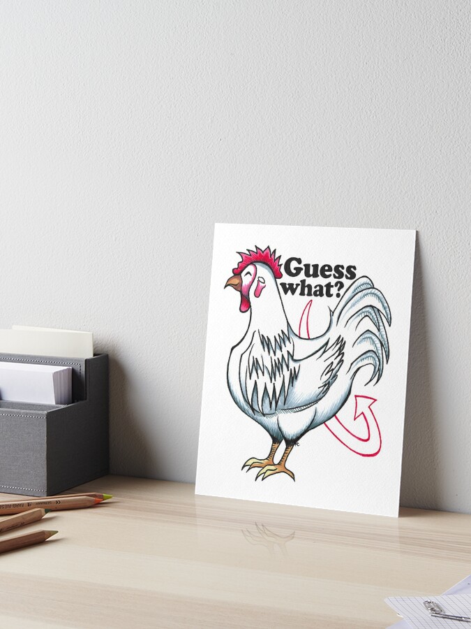 Happy Hen - Guess What Chicken Butt? Magnet for Sale by The White Bat