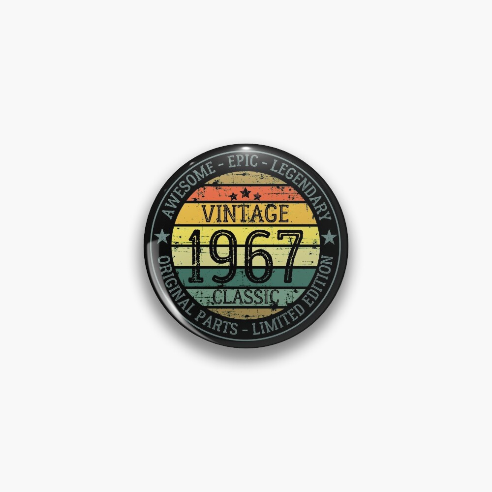 Vintage 1967 Classic - Retro Sunset Pin for Sale by Rhu Creations