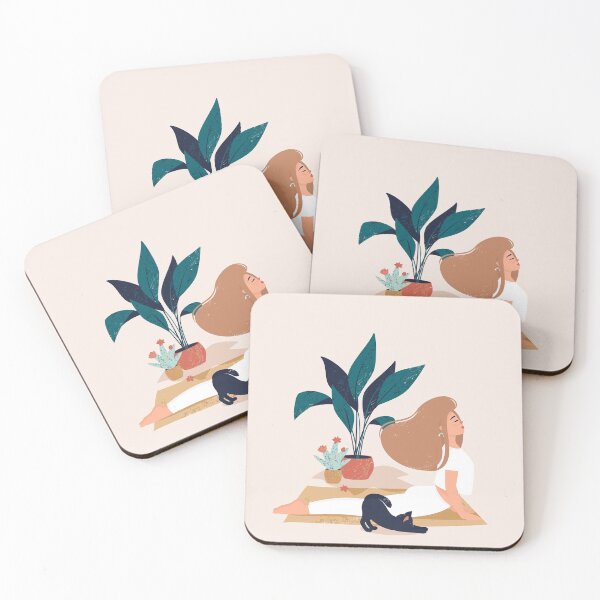 Item preview, Woman Doing Yoga With Cute Black Cat designed and sold by paradiskt.