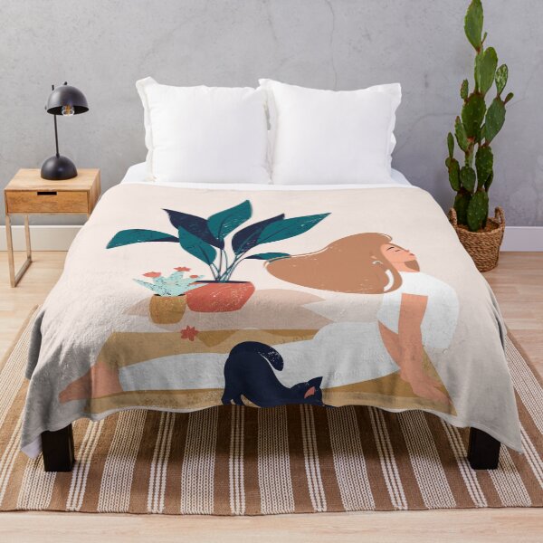 Item preview, Woman Doing Yoga With Cute Black Cat designed and sold by paradiskt.