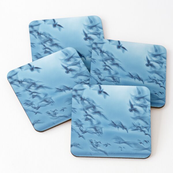 Item preview, Abstract Blue Toned Picture from a Group Seabirds on the Air over the Lake designed and sold by digoarpi.