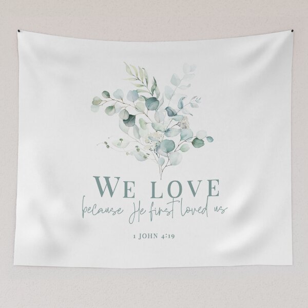Item preview, We love Bible Verse 1 John 4:19 designed and sold by KAMdesignhaus.