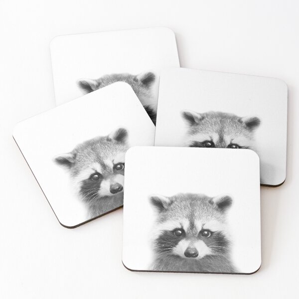Item preview, Baby Raccoon Black White Art Print, by Zouzounio Art designed and sold by zouzounioart.