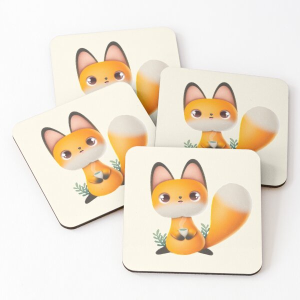 Item preview, Little fox with mug of tea designed and sold by Salvoodles.