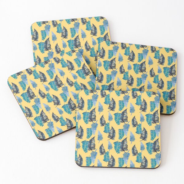 Item preview, Aqua fern tree leaves pattren (yellow version) designed and sold by EarthyPlanty.